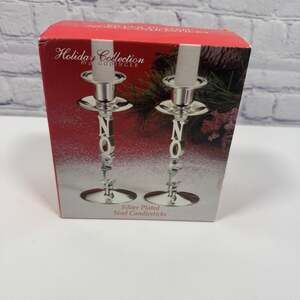 Vintage Godinger Silver NOEL Candleholders Set of 2